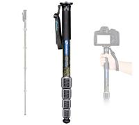 LEOFOTO Carbon Fiber Portable 0.5kg Lightweight Camera Monopod, 3/8" & 1/4" Conversion Screw, with Wrist Strap, Twist Locks, 5 Section up to 165cm, Folded 47.3cm, Maxload 15kg (MPQ-325C Camo)