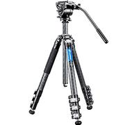 Leofoto LV-324C 4-Section Carbon Fiber Tripod with BV-10 Fluid Video Head Kit Manba LV Series Video Head Systems