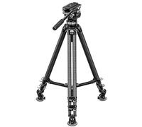 Leofoto LVC-253C+BV-20 Video Tripod, Twin Leg, Integrated Bowl, Leveling Base with Handle, 3 Leg Sections, Fluid Head Set, Lever Release Clamp