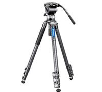 Leofoto LVM-324C 4-Section Carbon Fiber Tripod with BV-15 Fluid Video Head Kit/Integrated 75mm Bowl/with 75mm Leveling Base/Manba LVM Series Video Tripod System (LVM-324C+BV-15 Kit)