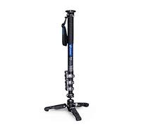 Leofoto MV-324C+VD-03 Carbon Fiber Flip Lock Pro Video Camera Monopod with Tripod Stand Max Load 22lb, 1500mm