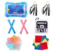 Leogony 26PCS Black and White Sensory Toys for Babies 0-12 Month, Newborn Tummy Time Water Mat, Baby Book, Ribbon Ring, Cheerleader Inflatable Baton, Scarves for Baby Gifts
