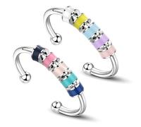 Leogony 2PCS 2PCS Fidget Rings for Anxiety, Adjustable Fiddle Ring, Spinning Enamel Stress Ring