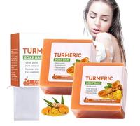 Leogony 2PCS Turmeric Soap Bar with Bubble Net, Dark Spot Corrector Remover, Moisturizing Erase Fine Lines for Face & Body