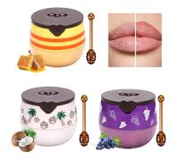 Leogony 3 Pcs Honey Lip Balm, 24h Moisturizing Wrinkle Repair Lip Honey Pot Lip Bee Balm Anti Chapped Lip Exfoliator