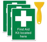 Leogony 3Pcs First Aid Sign, First Aid Box Sticker Health and Safety Signs (15 x20 cm)