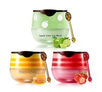 Leogony 3PCS Honey Pot Lip Balm Set, Moisturizing Strawberry Lip Balm, Repair Honey Bee Lips Balm Uk