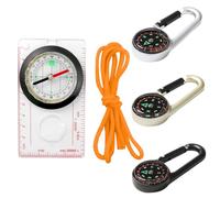 Leogony 4 Pcs Compass Hiking Set, 3 Navigation Compas Keychains and 1 Luminous Compasses with Scale Ruler for Expedition Camping