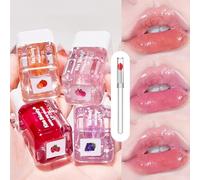 Leogony 4PCS Shimmer Korean Lip Gloss, Cute Lip Balm Makeup, Plump Hydrating Toot Lip Glow Oil Set