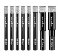 Leogony 8 Pcs Tile Drill Bit, Diamond Bits with Wax Core for Cool Heat Dissipation (8mm 10mm 12mm 5 x 6mm)