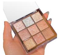 Leogony 9 Colors Glitter Eyeshadow Palette, Natural Highly Pigmented Shimmer Eyeshadow for Women