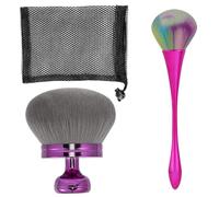 Leogony Large Body Makeup Brush for Face Leg, Body Brush with Long Handled Tanning Scrub and Storage Bag (Purple)
