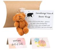 Leogony Little Pocket Bear Hug for Friends, Tiny Teddy Pocket Hugs in a Pocket Gift, Cute Worry Bear With a Get well Card