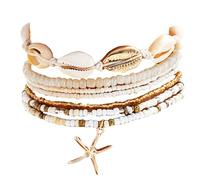 Leogony Starfish Beaded Bracelets for Women, Stackable Shell Bracelets for Beach Seaside Holiday Accessories