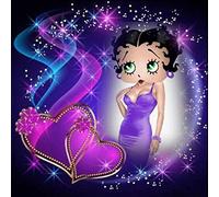 LEOGOR 5D DIY Diamond Painting Cartoon Betty Boop Love Full Diamond Mosaic Kit Needlework Home Art 12x16 inch Unisex Adults All Seasons Modern Contemporary