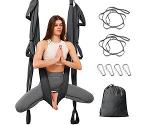 Leogreen Aerial Yoga Swing Set, Aerial Yoga Hammock Trapeze, Flying Antigravity Yoga, Max Load 660lb, for Inversion Exercise Pilates Gymnastics (Dark gray)