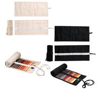 LEOINAER 2 Piece Cotton Roll Case, 36 Compartments for Pencils, Pens and Drawings, High Quality Material, Simple and Practical Design, Artists and Students