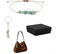 LEOINAER Gemstone Keyring for Women with Card - New Beginning Gift, Lucky Charm and Courage for New Stages of Life, Includes Crystal Chain, for Farewell, Job Change or Moving