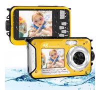 LEOLAMVAED 64MP Underwater Camera with 64GB Memory Card, 4K Underwater Camera with Autofocus and Dual HD Selfie Screen, 5 Meters Digital Underwater Camera (2 Batteries)
