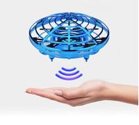 LEOM Hand Operated Drone, LED UFO Flying Toy with Motion Sensors, 360° Rotation, 20-Minute Battery Life, Indoor Rechargeable Drone for Kids (Blue)