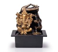 LEOM Indoor Ganesha Indoor Water Fountain, LED Lights, 3 Tier Waterfall Feature Design, Desktop Zen Waterfall Tabletop Zen Fountain, Hindu Lord Ganesha Statue, 25cm Tall