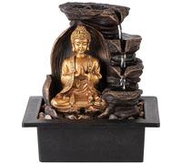 LEOM Lord Buddha Indoor Tabletop Fountain 4-Tier Water Feature LED Lights Polyresin Statues Home Decoration, Water Soothing Sound Meditation Relaxation