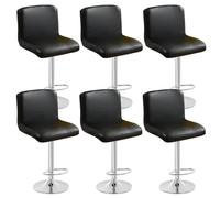 Leomix Set of 2/4/6 Bar Stool Cover, Heavy Duty Faux Leather Bar Stool Cover, with Backrest and Washable Elastic Bottom, for Swivel Dining Chair,A,6pack
