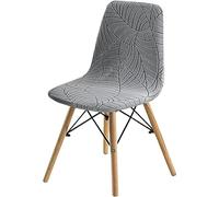 Leomix Shell Chair Covers Set of 1/2/4/6, Leaf Jacquard Elastic Dining Chair Cover, Mid Century Stretch Shell Dining Chair Slipcovers,H,4pack