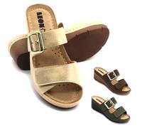 Leon 1110 Women's Orthopaedic Leather Shoes, Ultra Comfortable, Non-Slip & Lightweight, Mules, gold, 5 UK