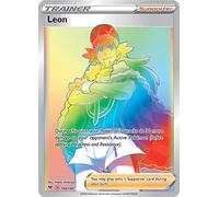 Leon 195/185 Secret Rare Pokemon Card (SWSH04 Vivid Voltage) + 1x TitanCards® Toploader