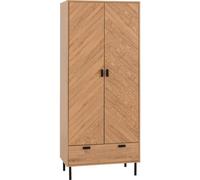 Seconique Leon 2 Door 1 Drawer Wardrobe - Medium Oak Effect, Brown