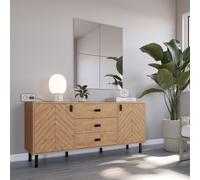 Seconique Leon 2 Door 3 Drawer Sideboard Medium Oak Effect Metal Legs