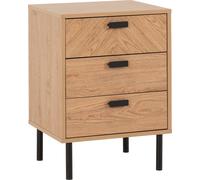 LEON 3 DRAWER BEDSIDE - MEDIUM OAK EFFECT - SECONIQUE | TJ Hughes