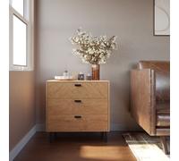 Seconique Leon 3 Drawer Chest Medium Oak Effect Metal Legs