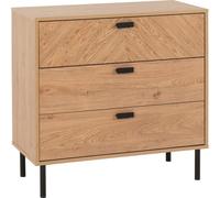 Leon 3 Drawer Chest Medium Oak Effect Metal Legs