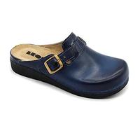LEON 5000 Leather Slip-on Womens Ladies Mule Clogs Slippers Shoes, Blue, EU 37, UK 4