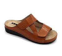 LEON 5010 Leather Slip-on Womens Ladies Mule Clogs Sandals Slippers Shoes, Brown, EU 36, UK 3.5