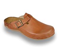 LEON 707 Leather Slip-on Mens Mule Clogs Slippers Shoes, Brown, EU 44, UK 9.5