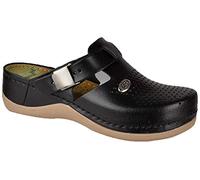 LEON 900 Leather Slip-on Womens Ladies Mule Clogs Slippers Shoes, Black, EU 40, UK 6.5
