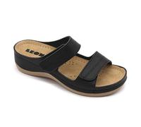 LEON 907 Leather Slip-on Womens Ladies Sandal Clogs Mules Slides Slippers Shoes, Black, EU 39, UK 5.5