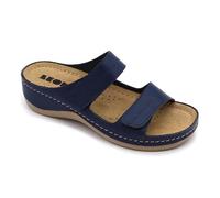LEON 907 Leather Slip-on Womens Ladies Sandal Clogs Mules Slides Slippers Shoes, Blue, EU 38, UK 5
