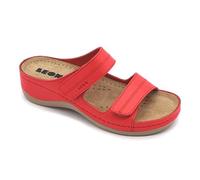 LEON 907 Leather Slip-on Womens Ladies Sandal Clogs Mules Slides Slippers Shoes, Red, EU 41, UK 7.5