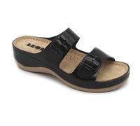 LEON 908 Leather Slip-on Womens Ladies Sandal Clogs Mules Slides Slippers Shoes, Black, EU 39, UK 5.5