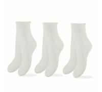 LEON D'ORO Women's Socks Without Elastic Cotton Lightweight 3 Pairs Socks Scotland Thread Made in Italy, 520- 3 Pairs White, 35-41