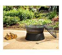 Leon Firepit - Outdoor Garden Fire Pit Wood Charcoal Burner With 360 Flame View, Integrated Fuel Gate & Chrome Plated Bbq Grill