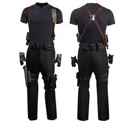 Leon Kennedy Cosplay Costume Mens Black Outfit Halloween Carnival Party Disguise Suit