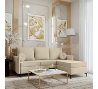 Leon L Living Room Corner Sofa Bed With Dl Mechanism Storage Box Mdf Frame Bonell Springs 213X168X101Cm Beige Right
