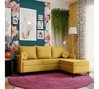 Leon L Living Room Corner Sofa Bed With Dl Mechanism Storage Box Mdf Frame Bonell Springs 213X168X101Cm Yellow Right