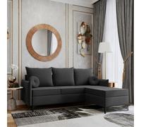 Leon L Living Room Corner Sofa Bed With Dl Mechanism Storage Box Mdf Frame Bonell Springs 213X168X101Cm Dark Grey Right