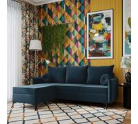 Leon L Living Room Corner Sofa Bed With Dl Mechanism Storage Box Mdf Frame Bonell Springs 213X168X101Cm Blue Left